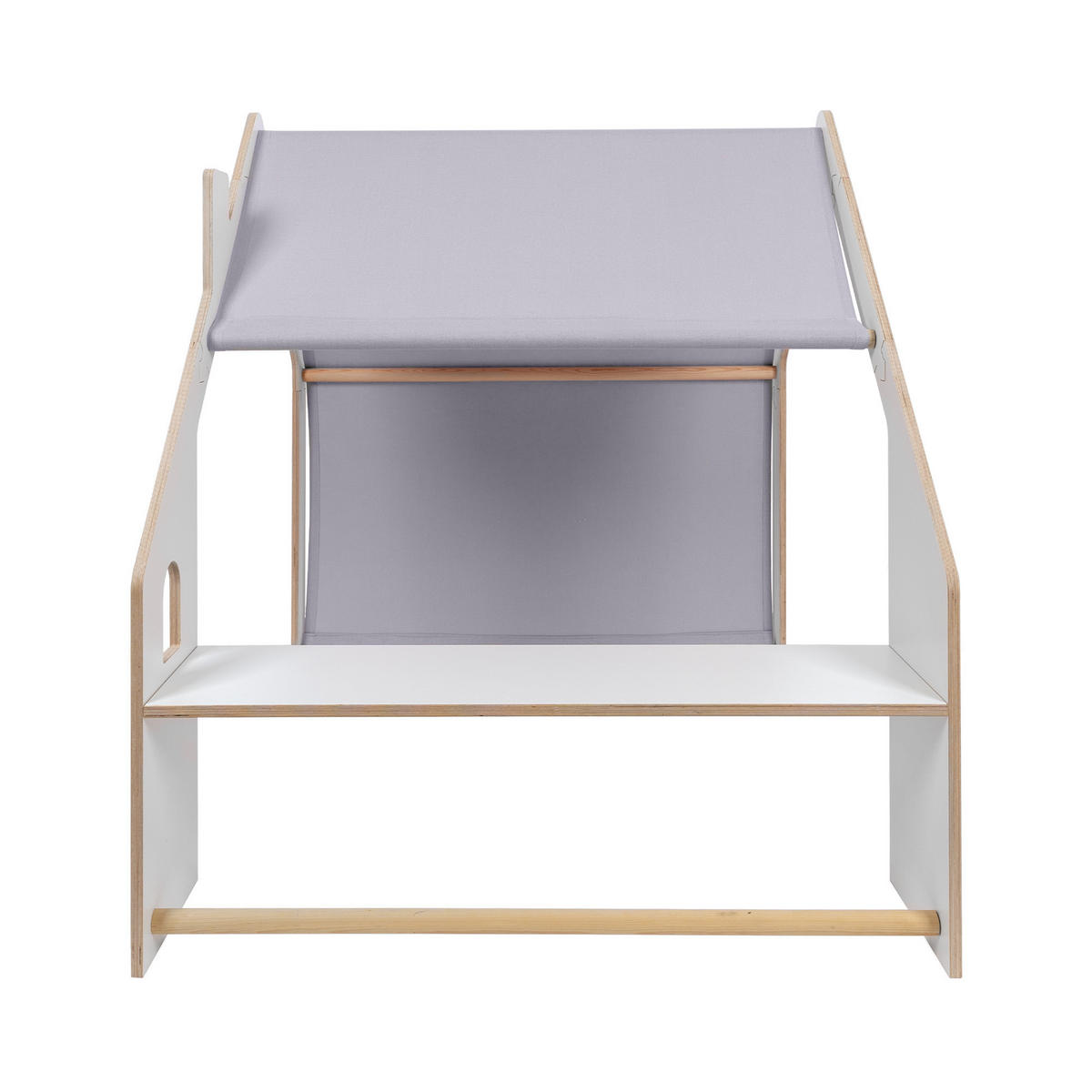HOLZHÄUSCHEN Für Kinder mit Blauem Dach, Zarter Stoff, Spielhaus, Weiß - Weiß/Hellblau, Holz (110/112/98cm) - MeowBaby