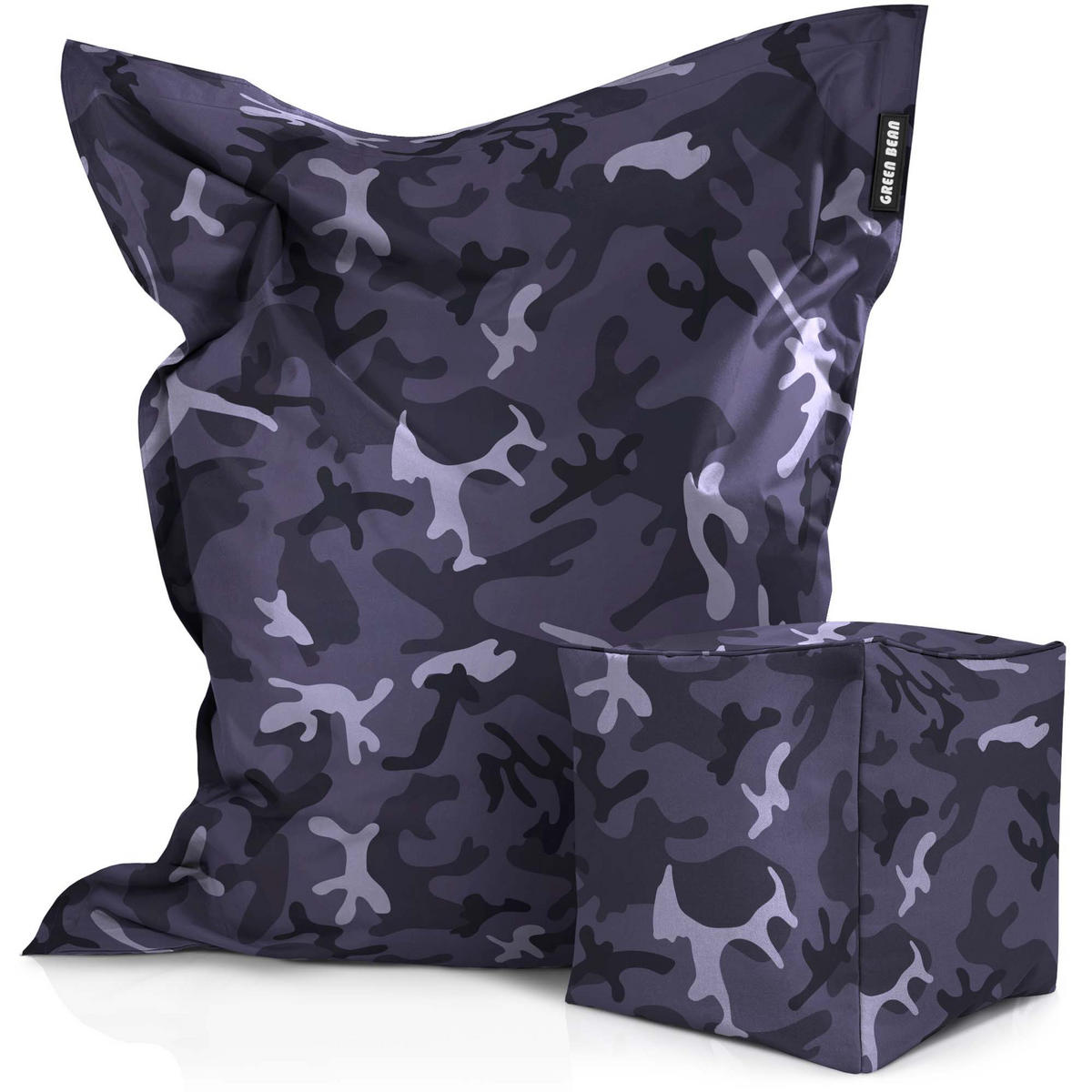 XXL-SITZSACK + Pouf 2er Set - 140x180cm - Multicolor, Textil (140/25/180cm) - Green Bean