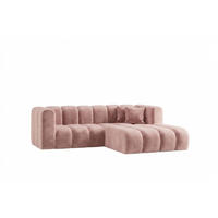 ECKSOFA Modulares In L-Form, Velvet-Stoff Riviera, Hellrosa, Rechts, GRAND - Hellrosa, Holz (227/179cm) - Kaiser Möbel