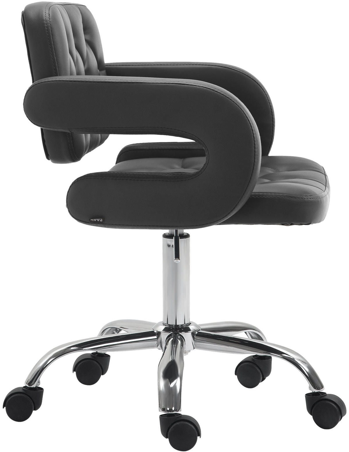 DREHSTUHL Lederlook schwarz - Chromfarben/Schwarz, Textil/Metall (62/78/55cm) - CLP