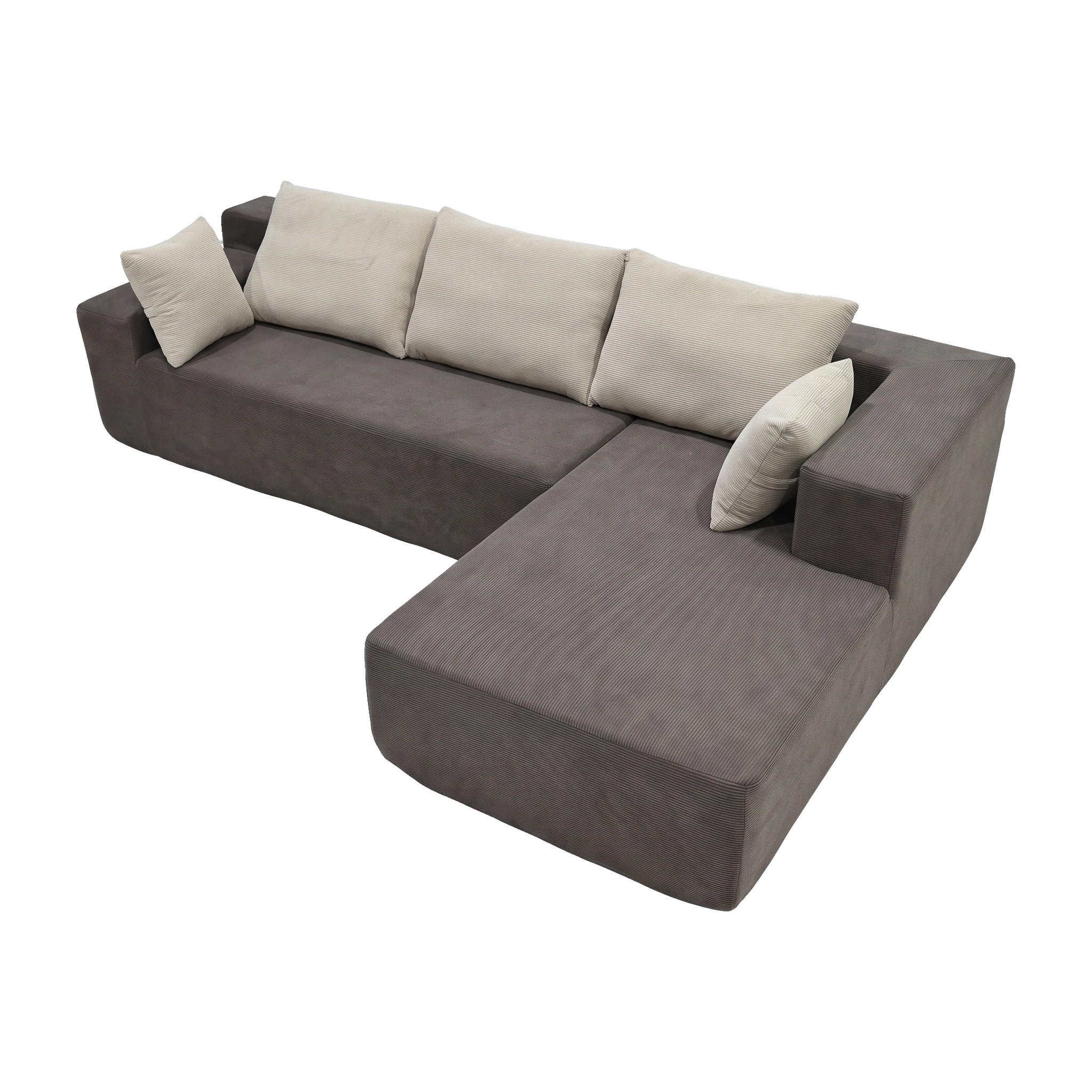 ECKSOFA Luna Braun Sand 3-Sitzer Rechts - Braun, Textil (267/175cm) - COCO Living