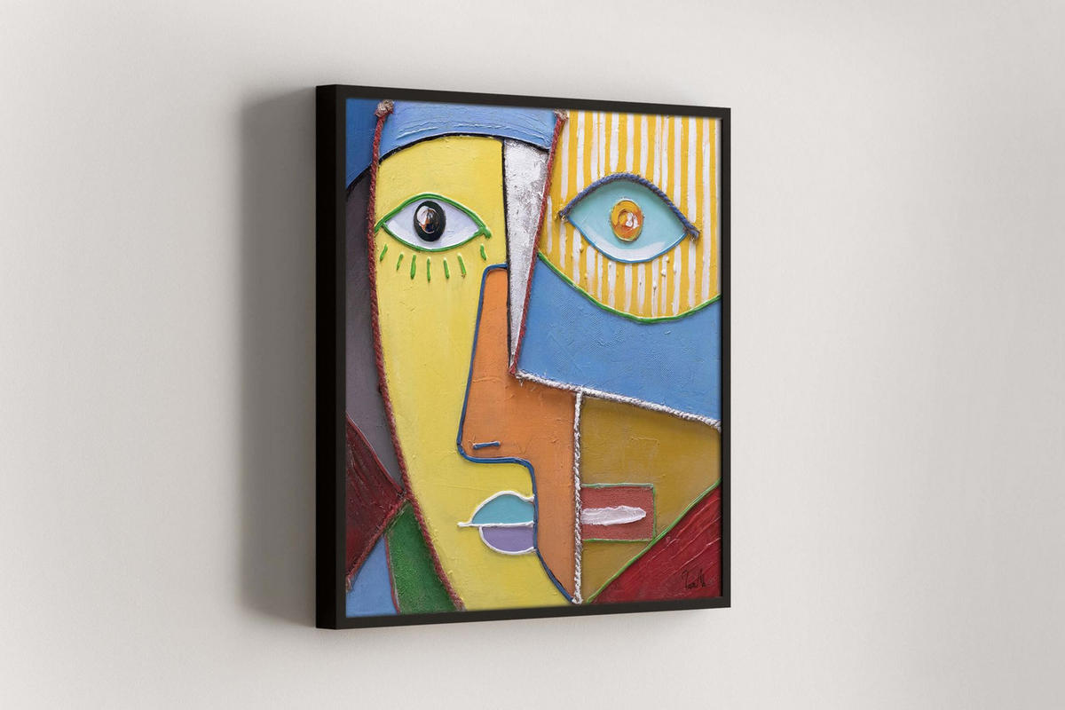 RUČNE MAĽOVANÝ AKRYLOVÝ OBRAZ 80/80 cm, viacfarebný, figurálny motív - viacfarebná, drevo/textil (80/80cm) - KUNSTLOFT