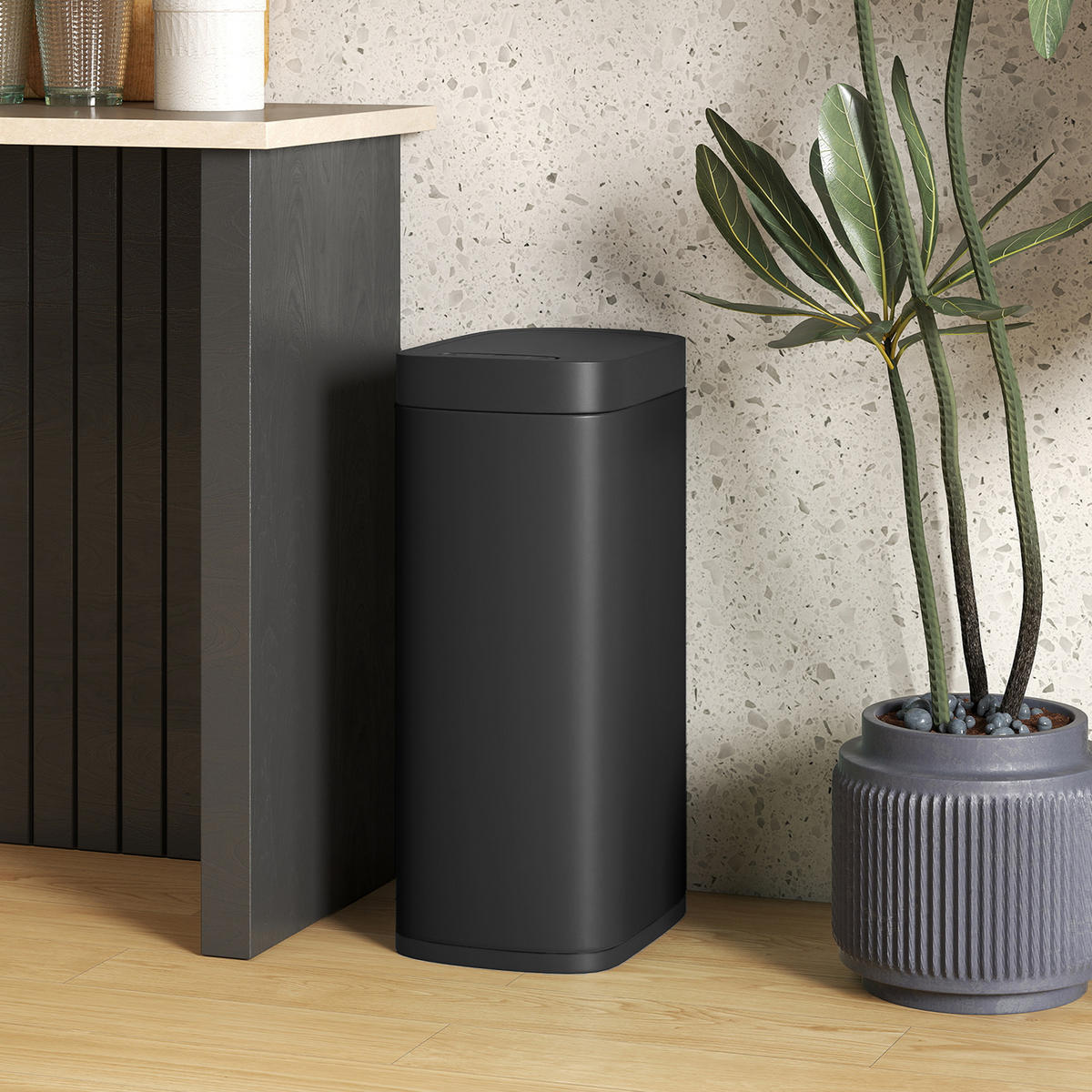 SENSOR-MÜLLEIMER Metall ABS Schwarz - Schwarz, Metall (26.5/68/35.5cm) - HOMCOM