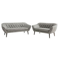 SEDACÍ SOUPRAVA 3+2 PIRS - Světle šedá Samet - Černé nohy - černá/světle šedá, kompozitní dřevo/textil (180/75/74cm) - MKS