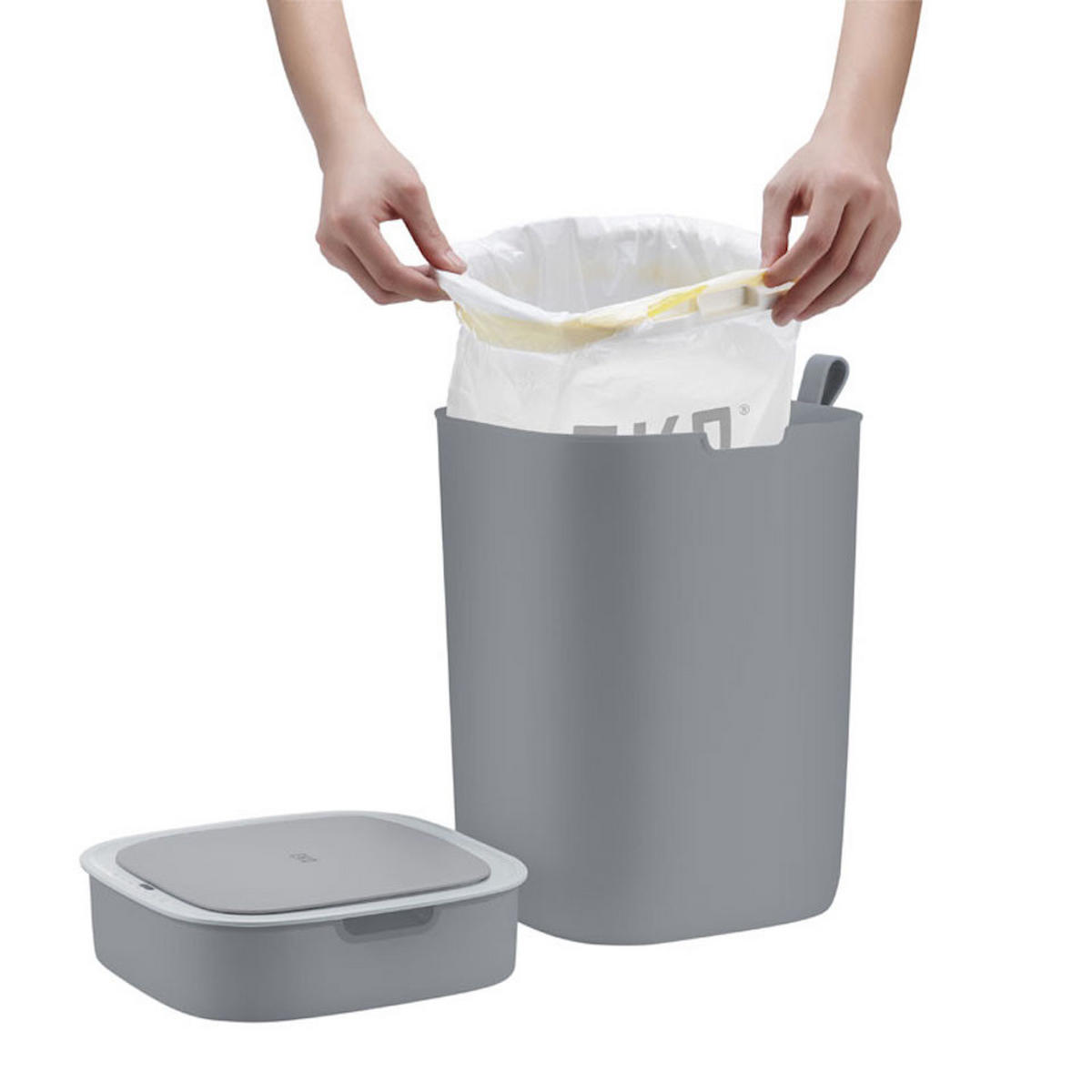 MÜLLEIMER Moderner Quadratischer Mit Smart Sensor 12 Liter 33,7 x 35 x 25 cm Grau - Grau, Metall (24.9/33.7/24.9cm) - PROREGAL