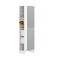 HOCHSCHRANK Hellgrau - Hellgrau/Weiß, Holzwerkstoff/Metall (50/181/30cm) - SoBuy