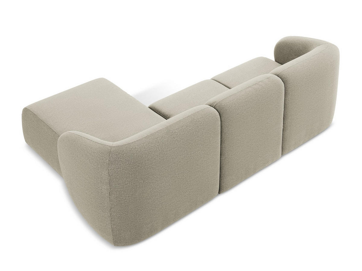 ECKSOFA Links Bouclé Stoff Braun - Schwarz/Mokka, Holzwerkstoff/Kunststoff (178/166cm) - Makamii