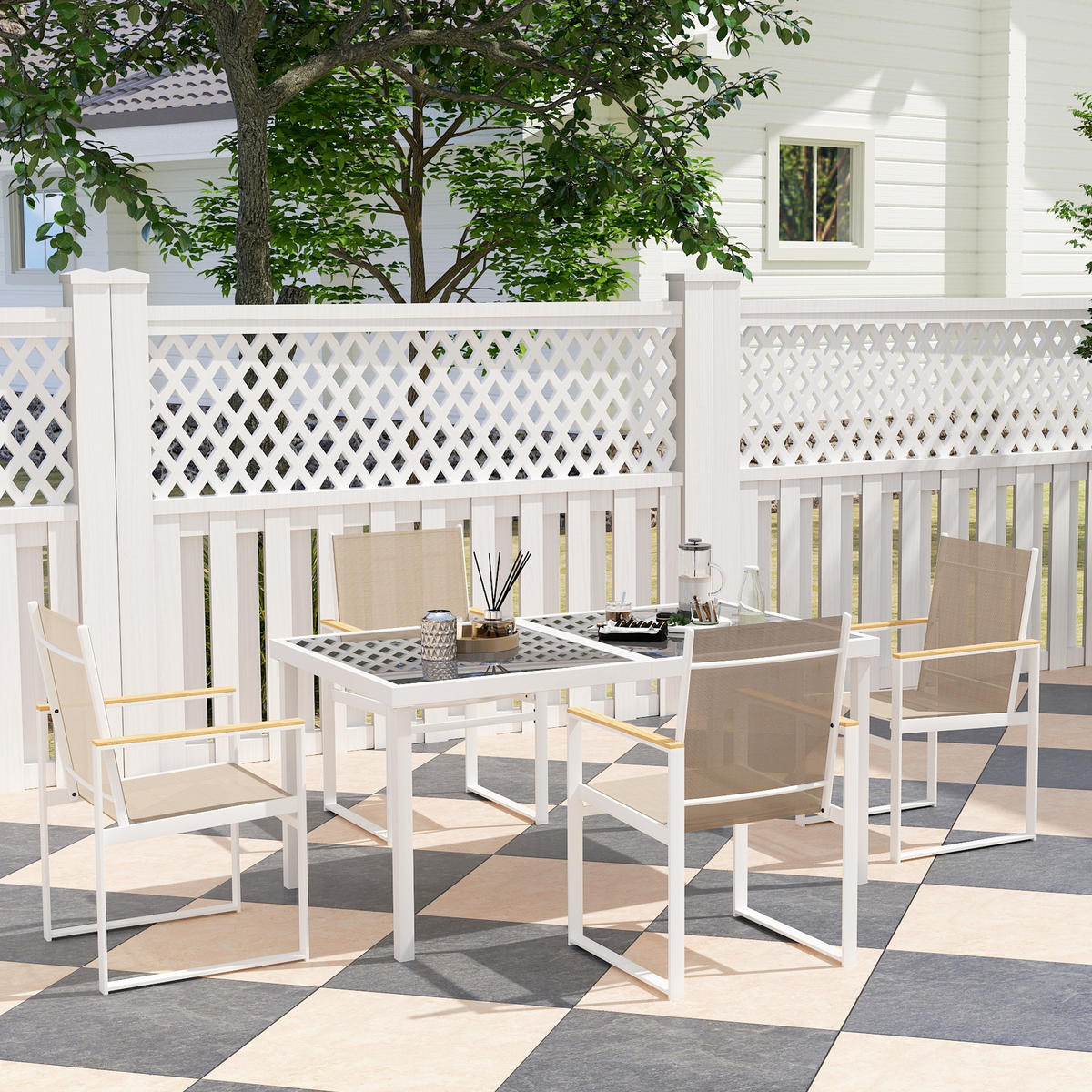 SITZGRUPPE 5 tlg. - Multicolor, Metall - Outsunny
