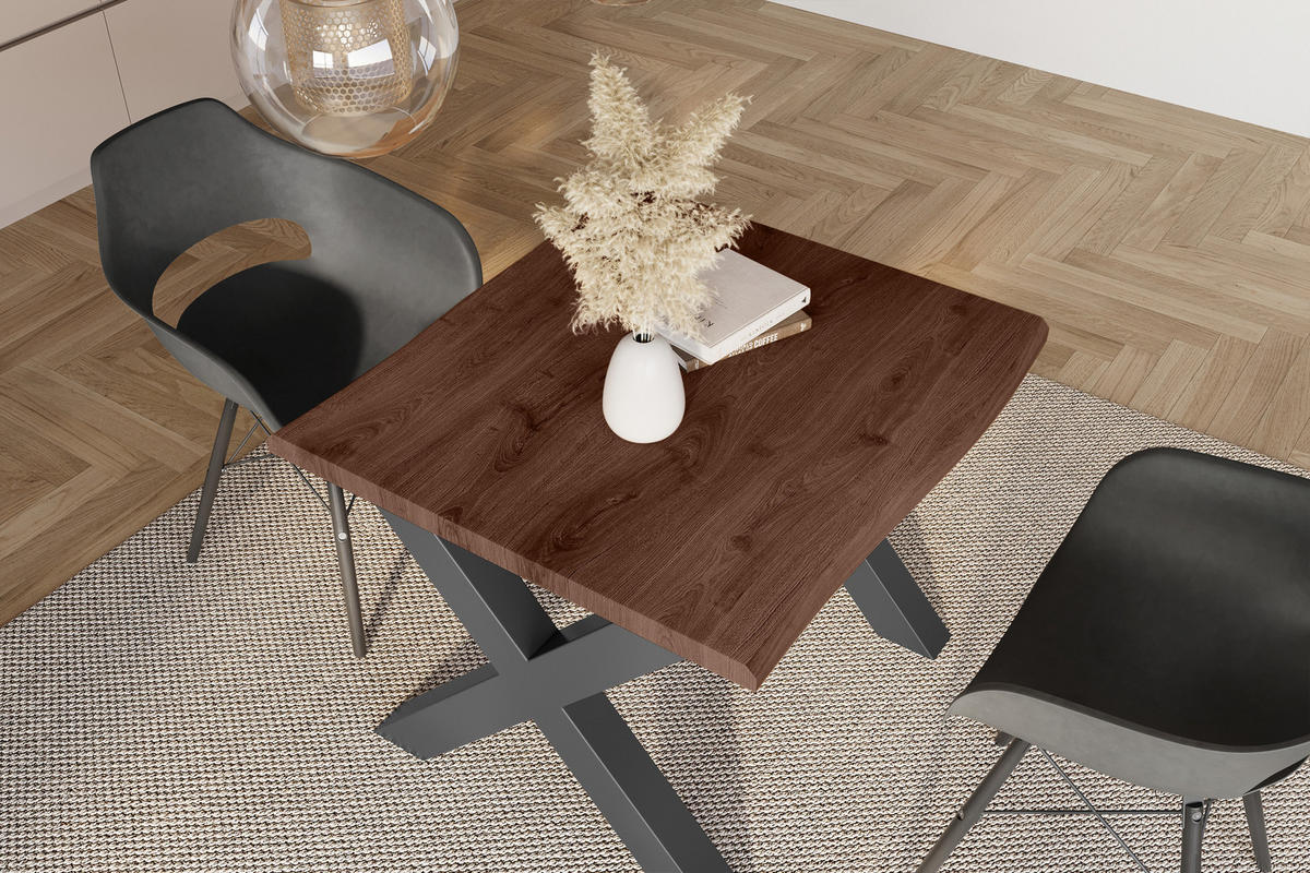 ESSTISCH JULIUS X - Nussbaumfarben/Schwarz, Holz (80/80/77cm) - SAM