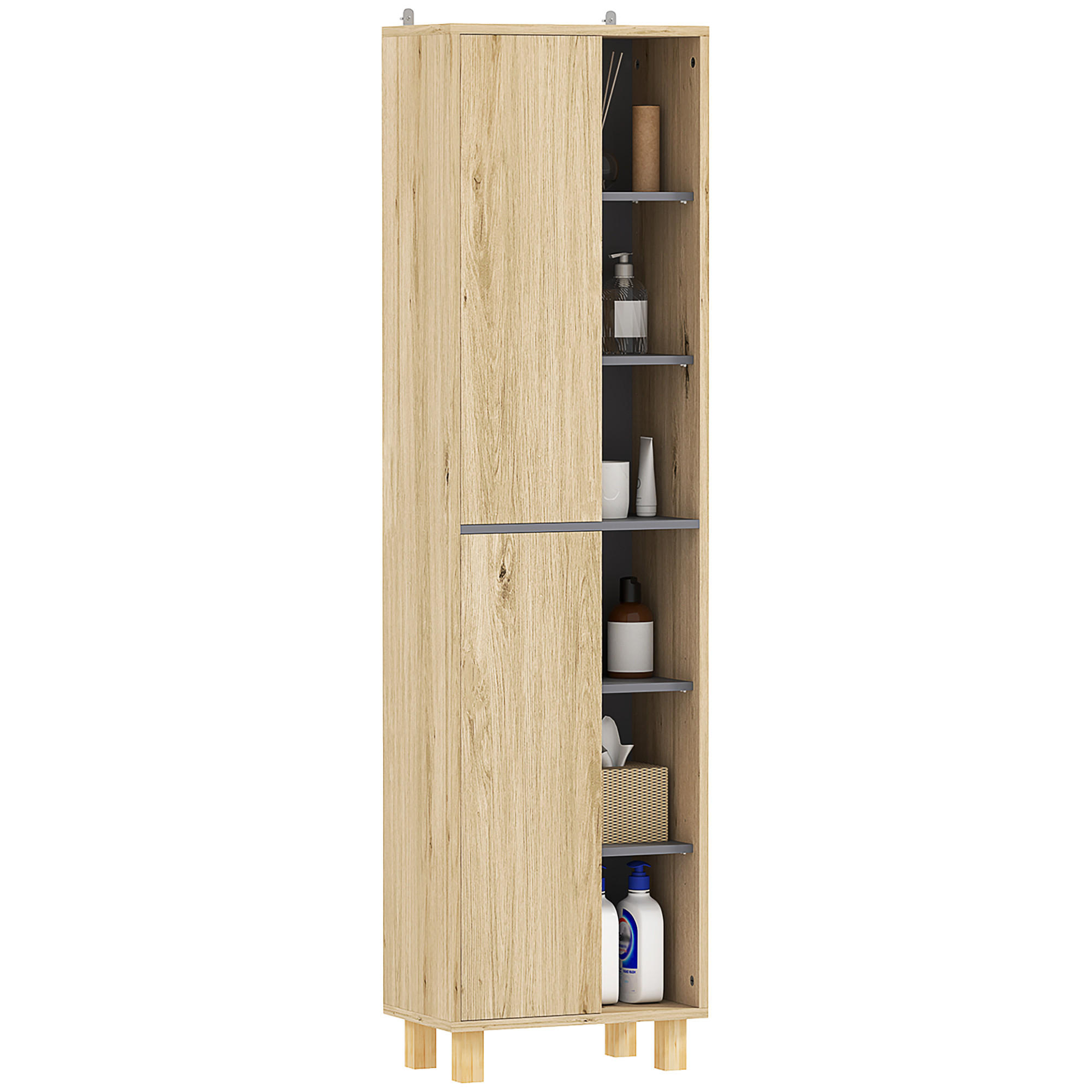 HOCHSCHRANK DE-12443 40/24/148 cm Naturholz - Naturfarben, Holzwerkstoff (24/148/40cm) - ComfortXL