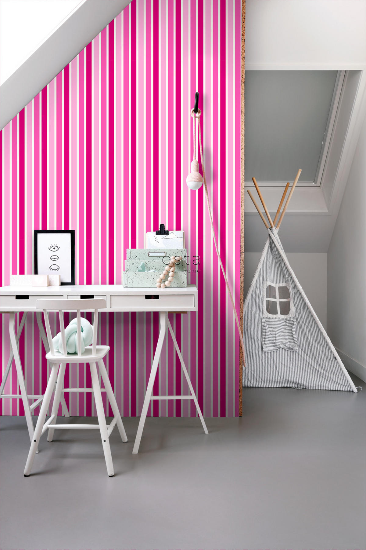 TAPETE Streifen 53 cm x 10.05 m - Pink, Papier (53/0.1cm) - ESTAhome