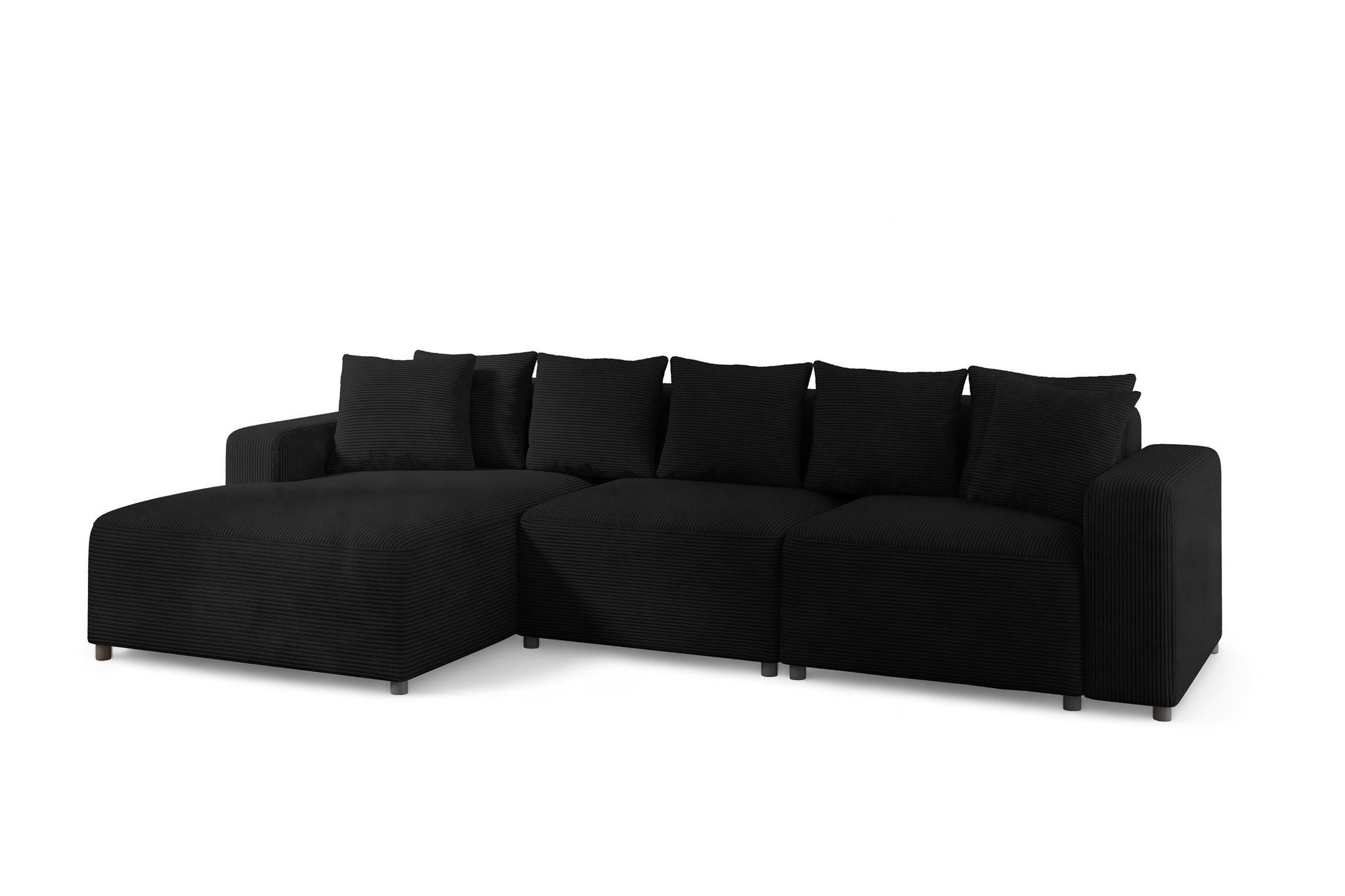 ECKSOFA Megan In Poso - Schwarz, Holzwerkstoff/Textil (331/165cm) - Fun Möbel