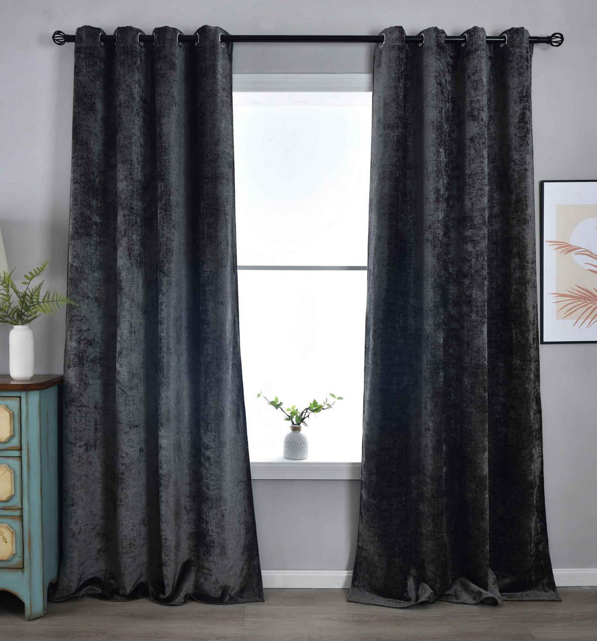 VORHANG 2ER SET »Nürnberg« HxB 245x135 cm Dunkelgrau - Dunkelgrau, Textil (135/245cm) - Gardinenbox