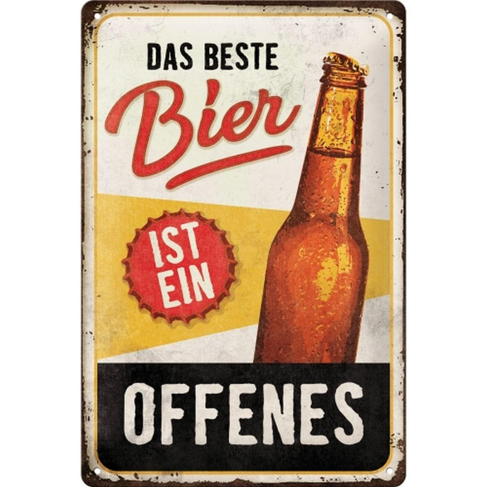 BLECHSCHILD 20/30 cm Das beste Bier ist ein offenes - Multicolor, Metall (20/30/0.2cm) - Nostalgic-Art