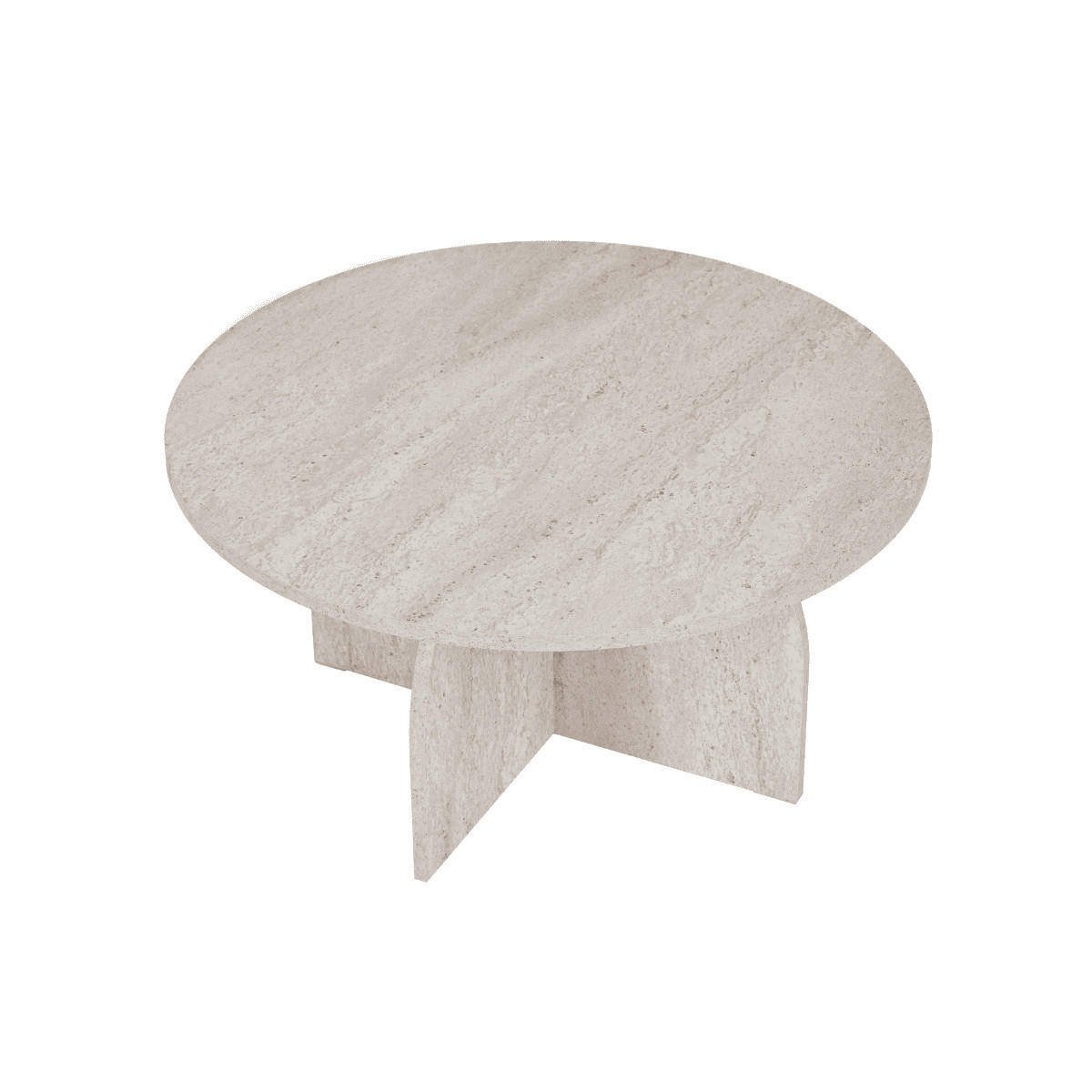 KONFERENČNÍ stolek s kulatou deskou, průměr 80 cm - CLOVER - béžová, kompozitní dřevo (80/80/40cm) - Calicosy