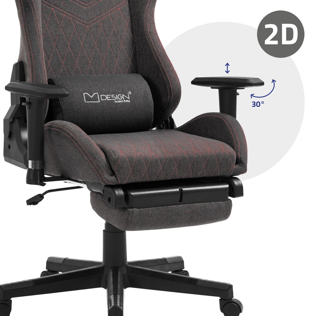 GAMING-STUHL grau/rot - Grau, Metall (70/131/72cm) - ML-DESIGN