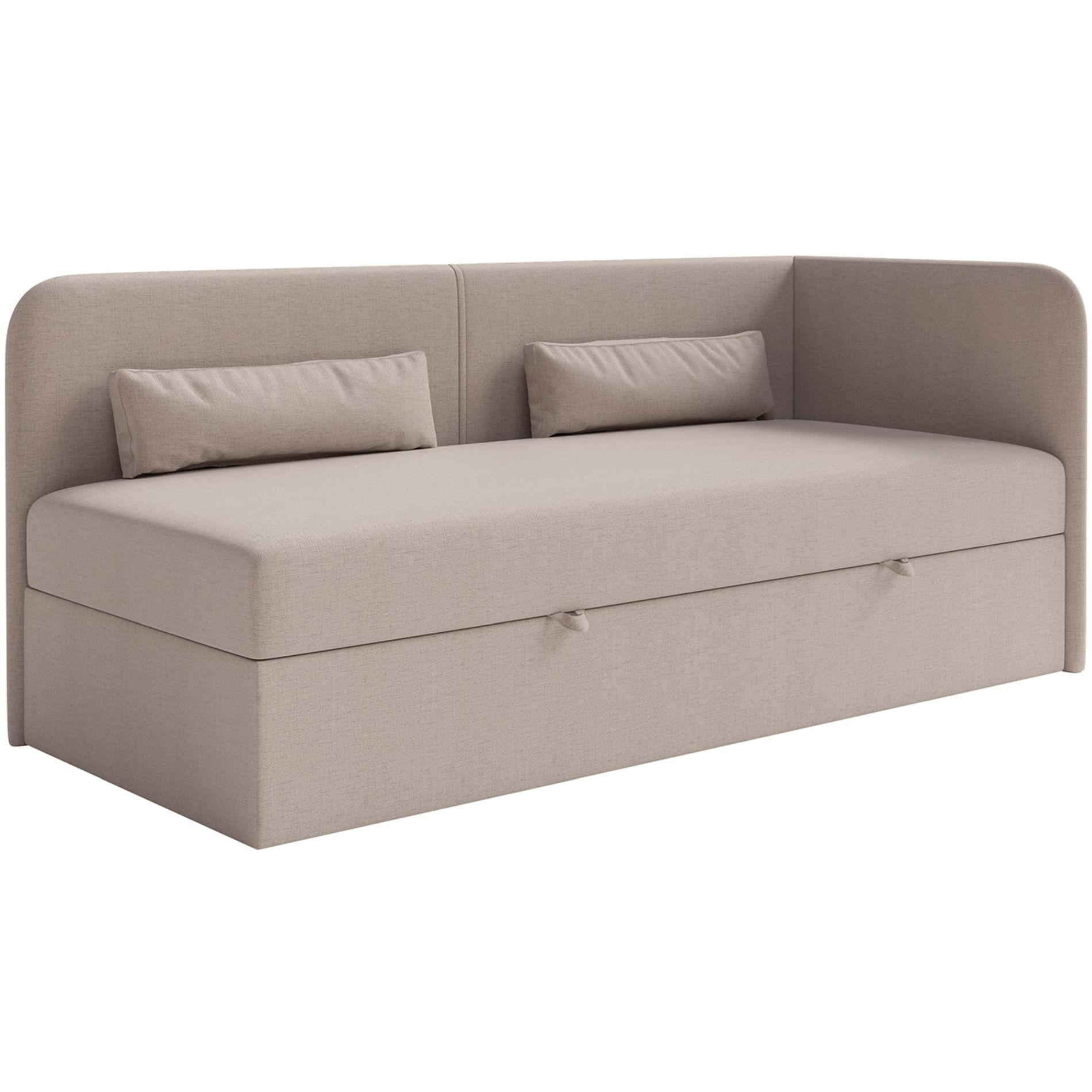 JUGENDBETT Calmmo Dunkelbeige mit Chenille-Bezug, Kopfteil rechts - Beige, Textil (90/200cm) - Selsey