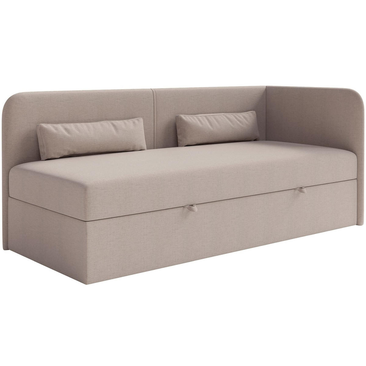 JUGENDBETT Calmmo Dunkelbeige mit Chenille-Bezug, Kopfteil rechts - Beige, Textil (90/200cm) - Selsey