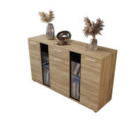 KOMMODE London LSK mit 3 Türen, Sideboard in Farbe: Hellbraun, Größe: 140 x 80 x 40 cm - Hellbraun, Holzwerkstoff (140/80/40cm) - O-Sofa