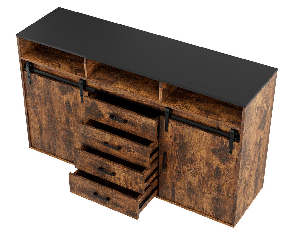 SIDEBOARD in 140/80/40cm - Dunkelbraun, Holzwerkstoff/Metall (40/80/140cm) - HOMAVO