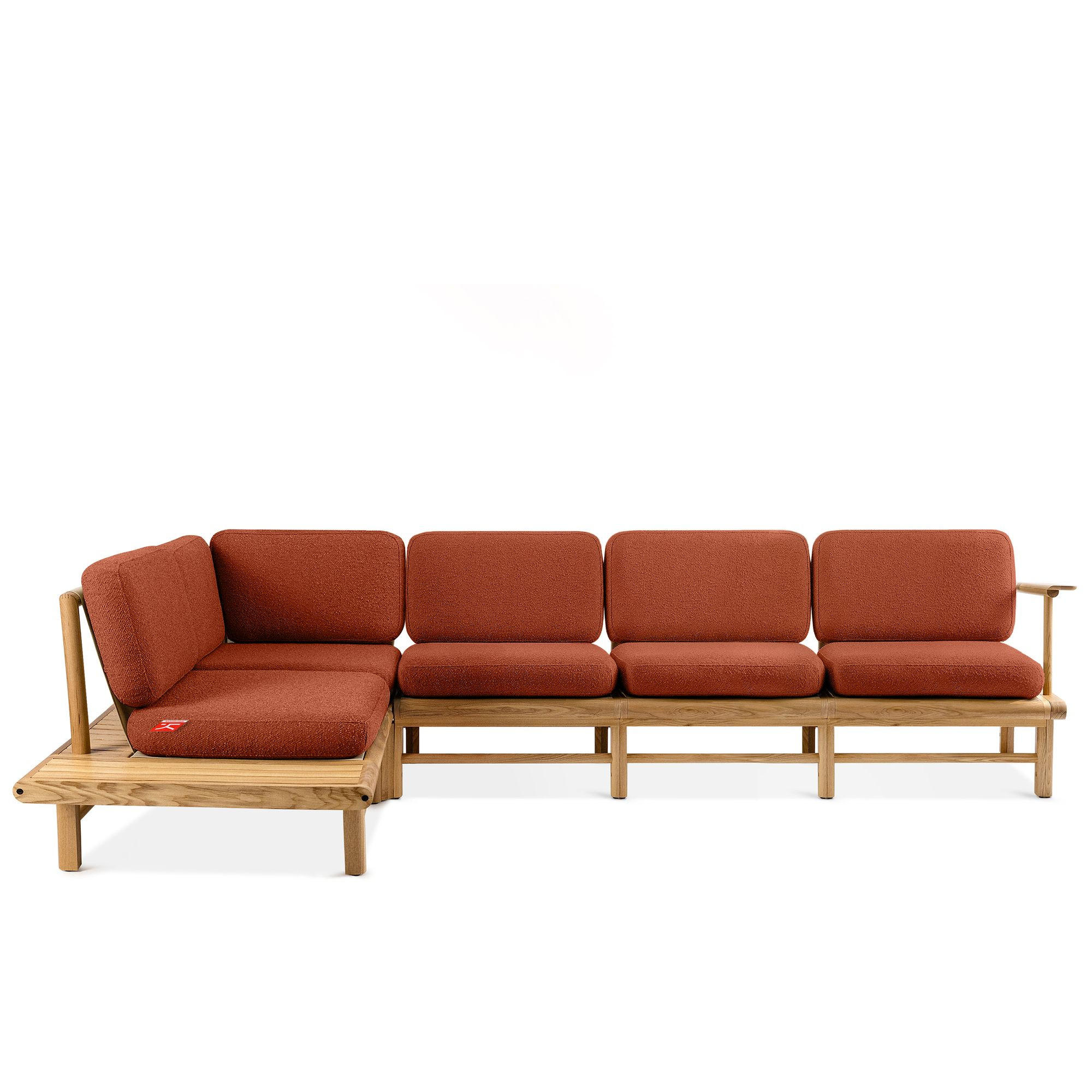 LOUNGESOFA ATREDA links - Orange, Holz/Textil (300/80/175cm) - KONSIMO®