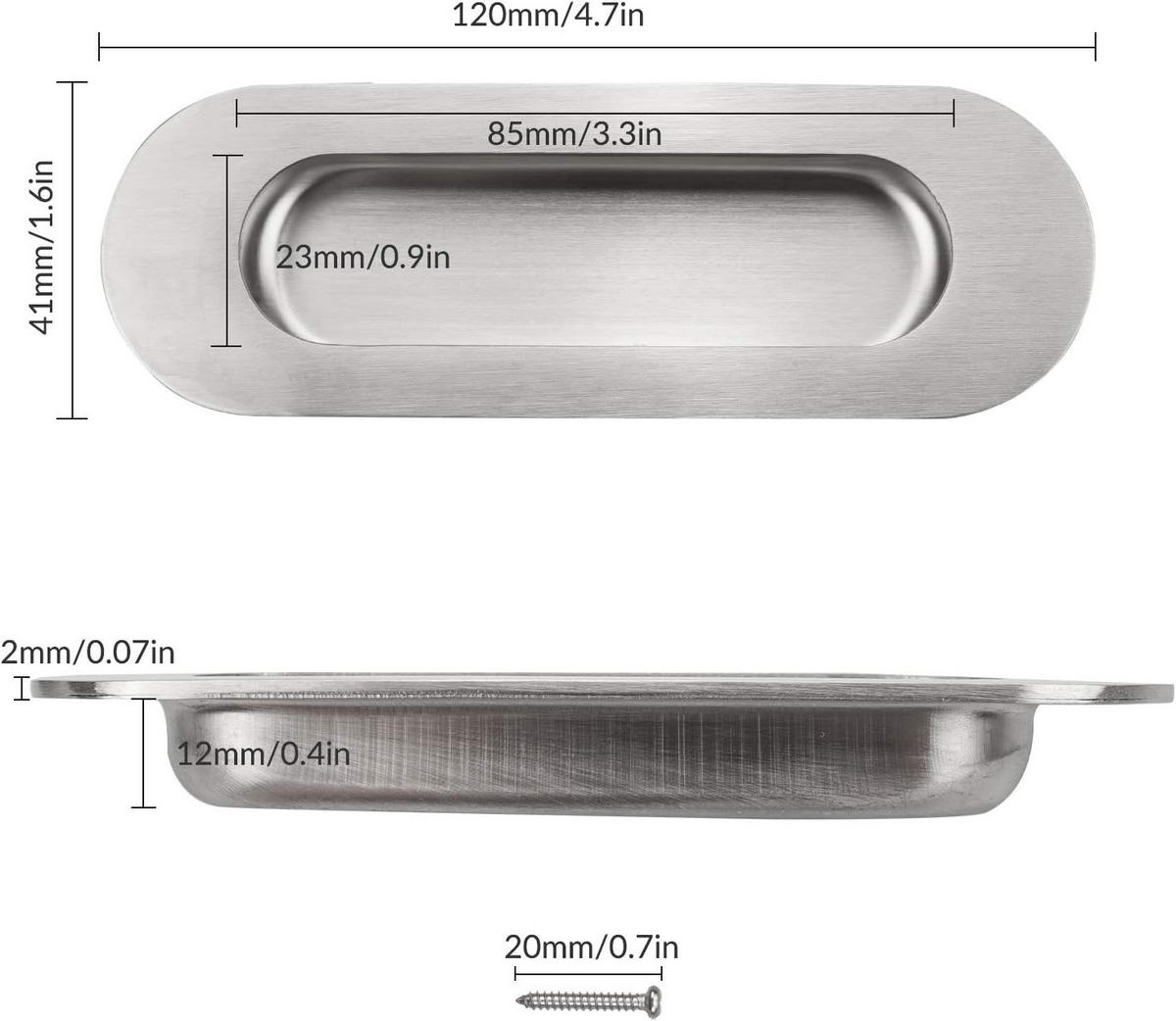 MÖBELGRIFF , 2 -Muldengriffe für Schiebetüren - Silberfarben, Metall (4.1/2.8/12cm) - BELZ