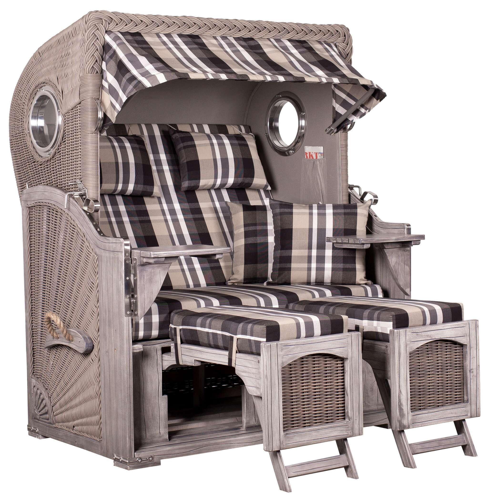 STRANDKORB Düne Koboo Grau Bullaugen - Braun/Grau, Metall (125/170/80cm) - Mr. Deko