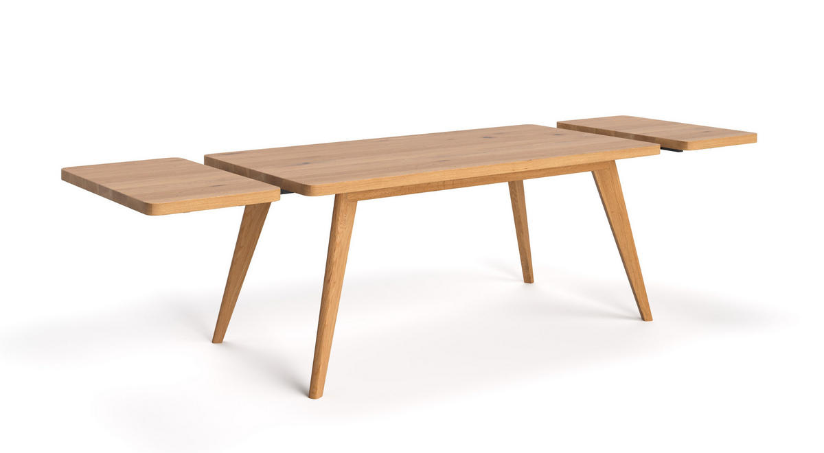 TISCH Ausziehbar Grace aus massivem Eichenholz 200x90 cm + Tischverlängerung 1x50 cm - Eichefarben/Braun, Holz (200/90/75cm) - Danzz