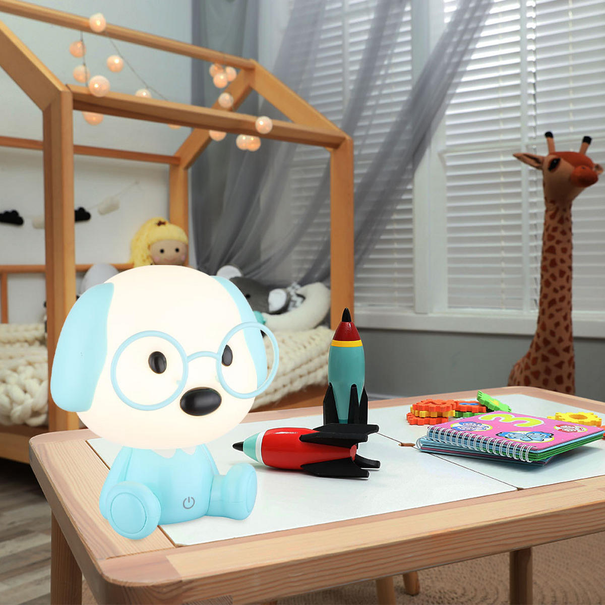 LED TISCHLEUCHTE Puppy Blau - Blau, Kunststoff (18/15/20cm) - Globo Lighting