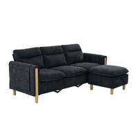 ECKSOFA DE-33940 mit Stauraumhocker und Seitentaschen Schwarz - Schwarz, Holz (77/201cm) - ComfortXL