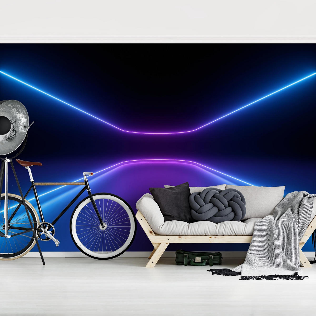 FOTOTAPETE Neonlichter 336/225 cm - Violett, Papier (336/225cm) - Bilderwelten