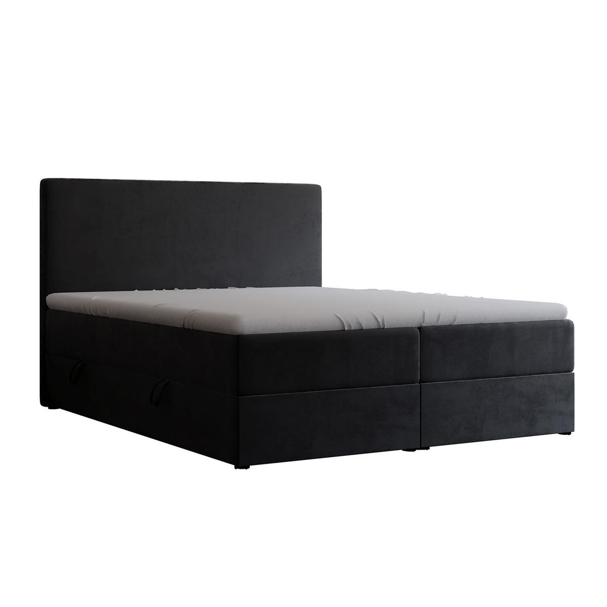 BOXBETT GIULIA 160/200 cm mit Matratze und Topper, Schwarz - Schwarz, Textil (160/200cm) - Idohome