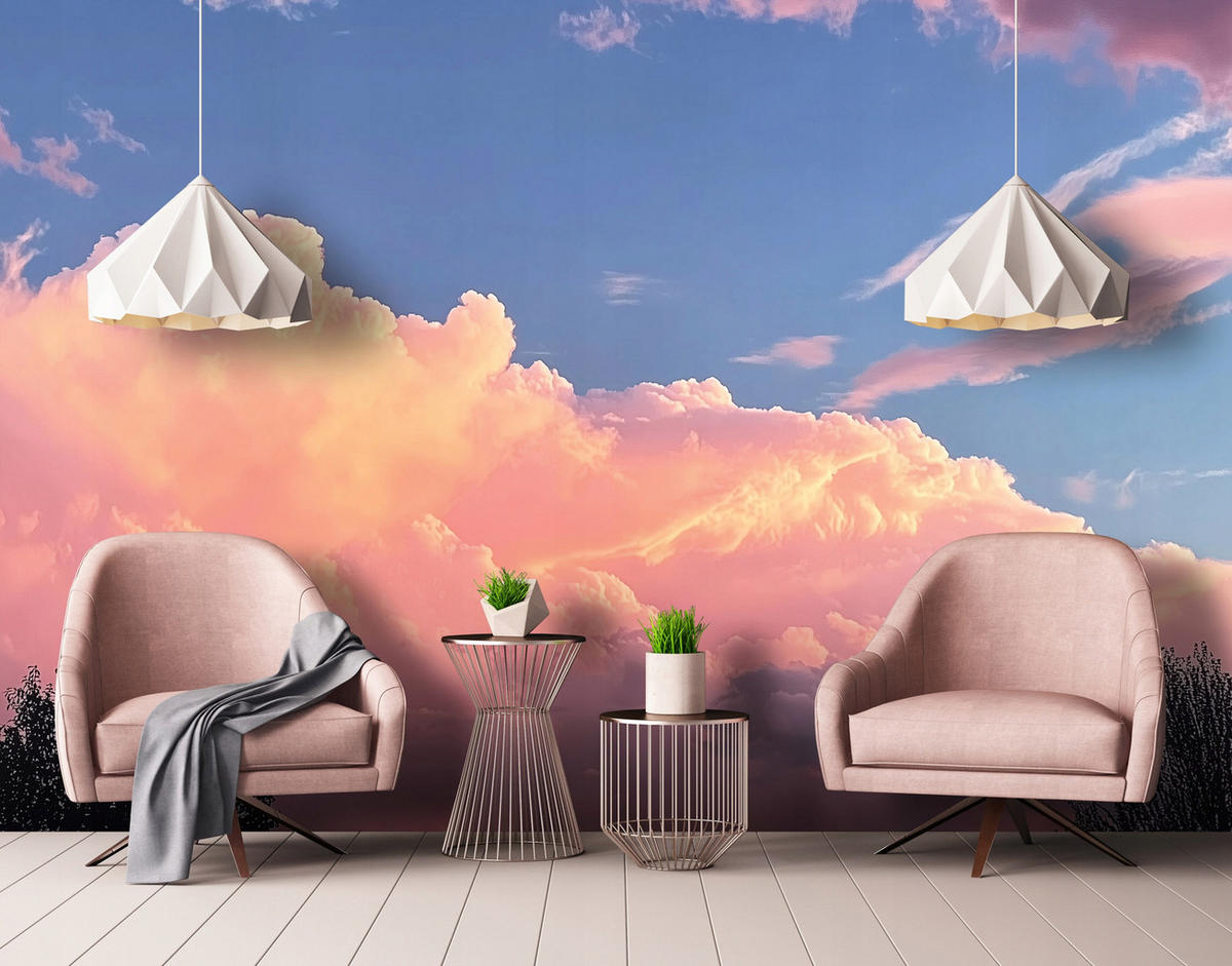 FOTOTAPETE Kinderzimmer Mädchen Wolken Himmel Kindertapete 350x250 - Multicolor, Papier (350/250cm) - Wallarena
