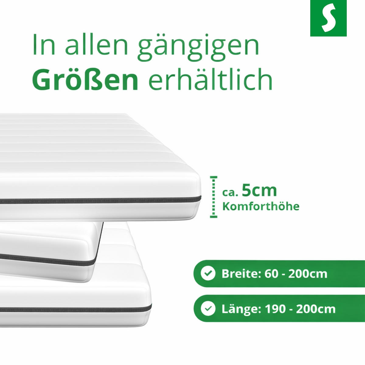 MATRATZENTOPPER 180 x 200 cm – ca. 5 cm Höhe - Weiß, Textil (180/200cm) - Schlaftroll