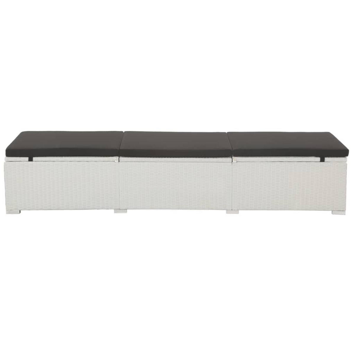 SONNENLIEGE mit Auflage Poly Rattan Weiß - Weiß, Kunststoff (60/68/195cm) - furnicato