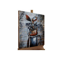 HOLZBILD Silber 60/60 cm - Silberfarben/Braun, Holz/Metall (3/60cm) - KUNSTLOFT