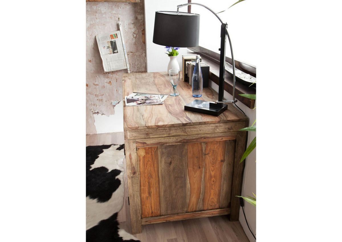 SCHREIBTISCH Sheesham 150x75x78 grau geölt NATURE GREY #70 - Grau, Holz (75/150/78cm) - Massivmoebel24