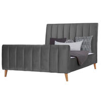 POLSTERBETT in Samt mit Lattenrost 140/200 cm in Grau - Grau, Textil (140/200cm) - Homestyle4u
