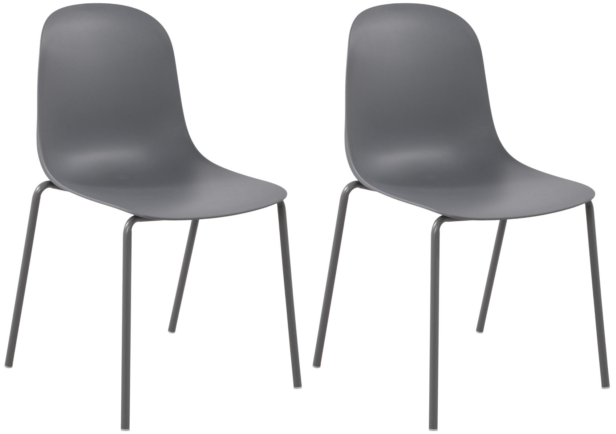 STAPELSTUHL 2er Set Kunststoff Dunkelgrau - Dunkelgrau, Kunststoff/Metall (51/85/53cm) - CLP