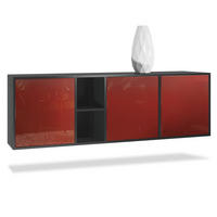 SIDEBOARD Cuba Türen in Bordeaux Hochglanz - Bordeaux, Holzwerkstoff (182/53/35cm) - Vladon