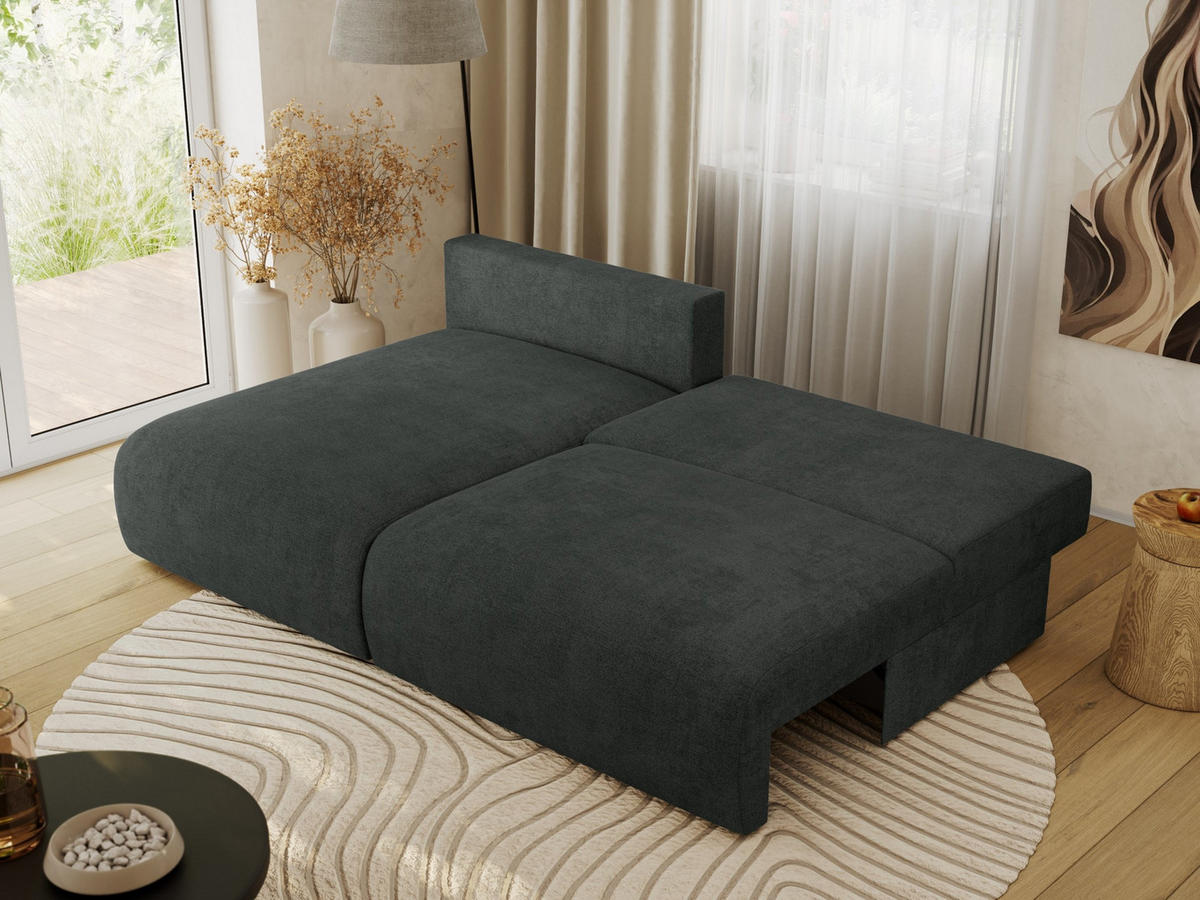 ECKSCHLAFSOFA VIVO L Dunkelgrau Struktur - links - Dunkelgrau/Schwarz, Kunststoff/Textil (223/150cm) - MKS