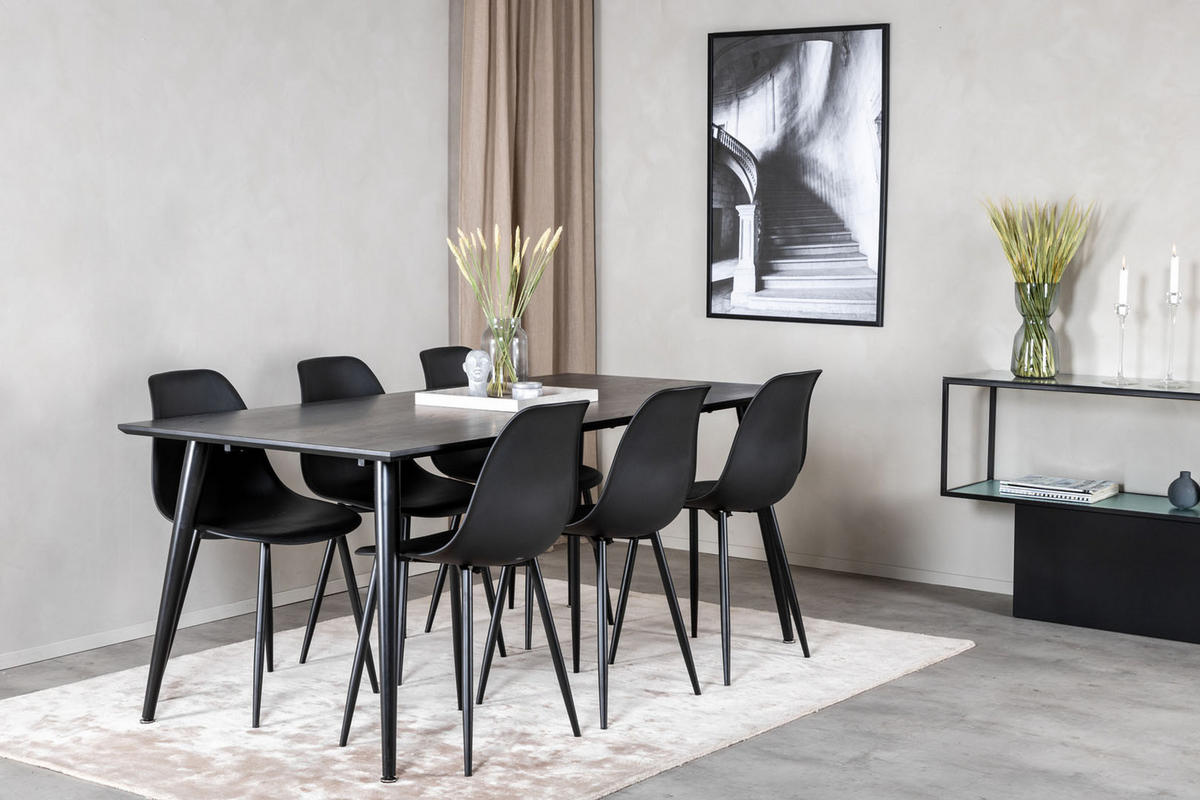 TISCHGRUPPE Schwarz - Schwarz, Holzwerkstoff (90/75/180cm) - ebuy24