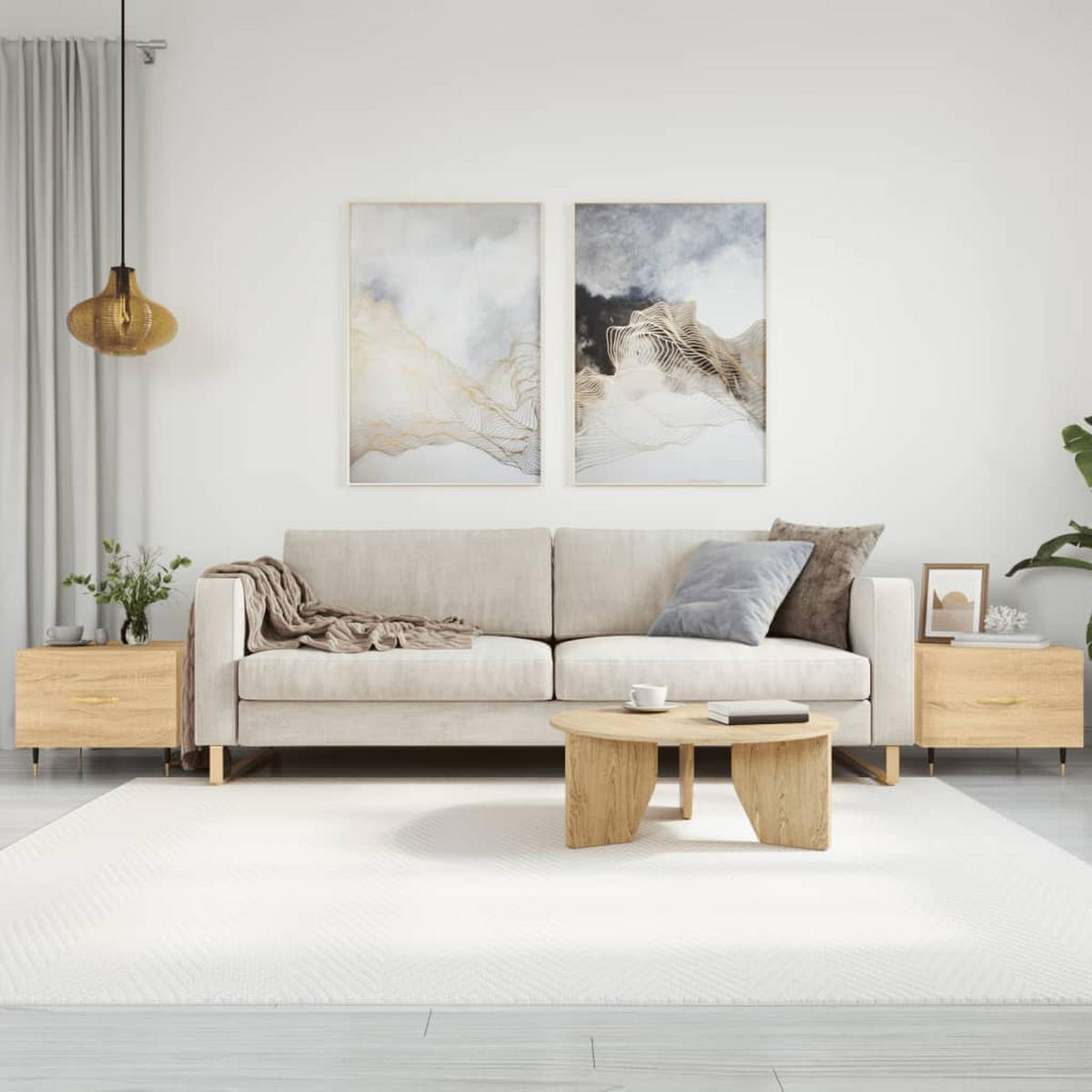 COUCHTISCHE 2 Stk. Sonoma-Eiche 50x50x40 cm Holzwerkstoff - Braun, Holzwerkstoff (50/50/40cm) - furnicato