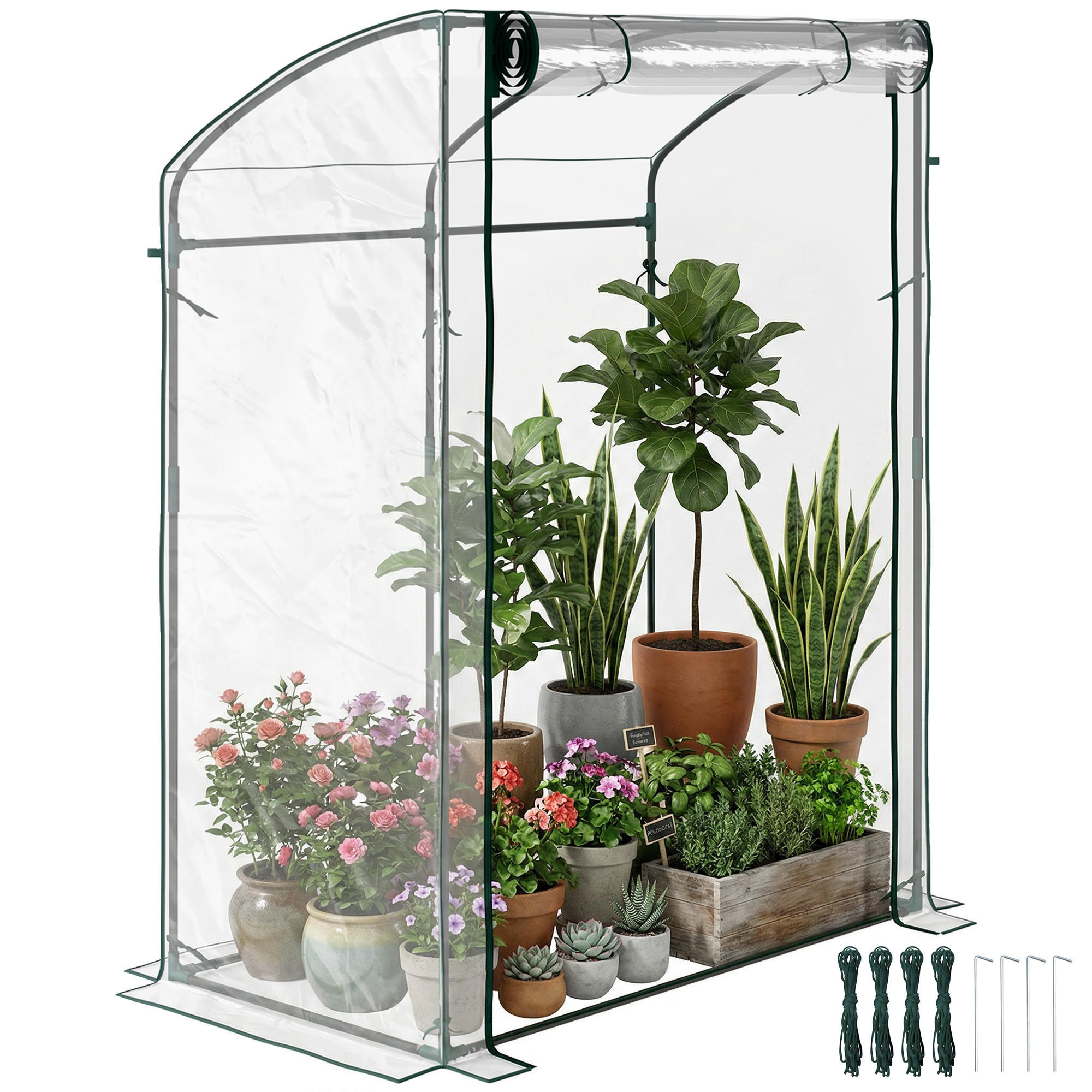 GEWÄCHSHAUS DE-05776 Gebogendach, winterfest, mit Tür Transparent - Transparent, Kunststoff/Metall (70/170/128cm) - ComfortXL