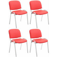 BESUCHERSTUHL 4er Set Lederlook rot - Rot, Textil/Metall (54/79/48cm) - CLP
