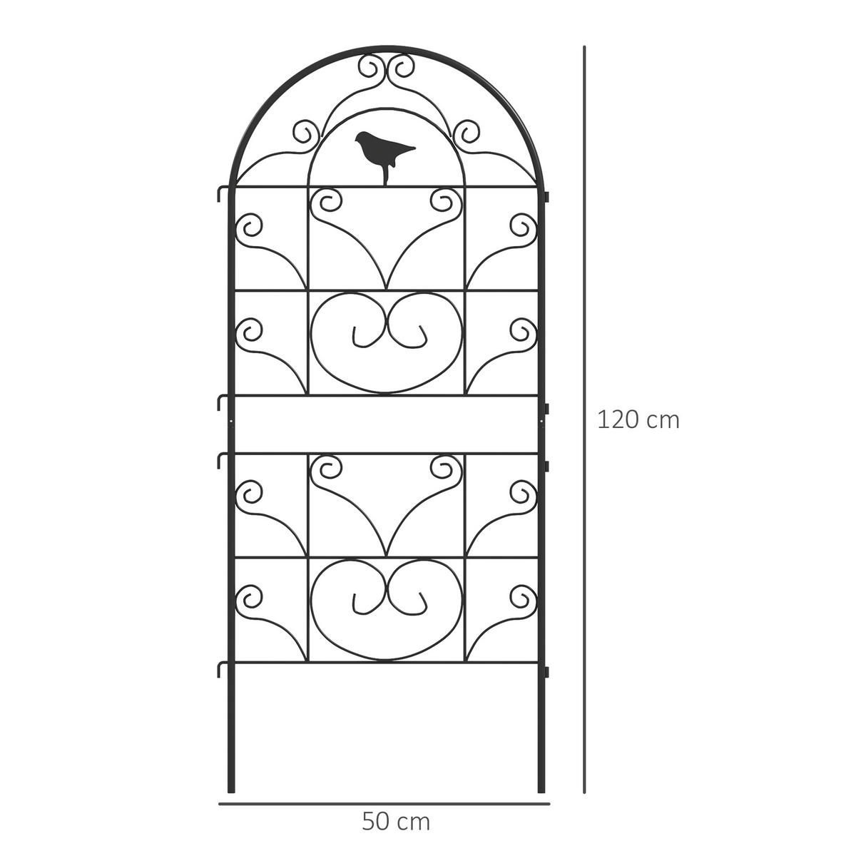 RANKGITTER DE-10041 2er-Set mit Vogeldesign, 50x120 cm Schwarz - Schwarz, Metall (1.3/120/50cm) - ComfortXL
