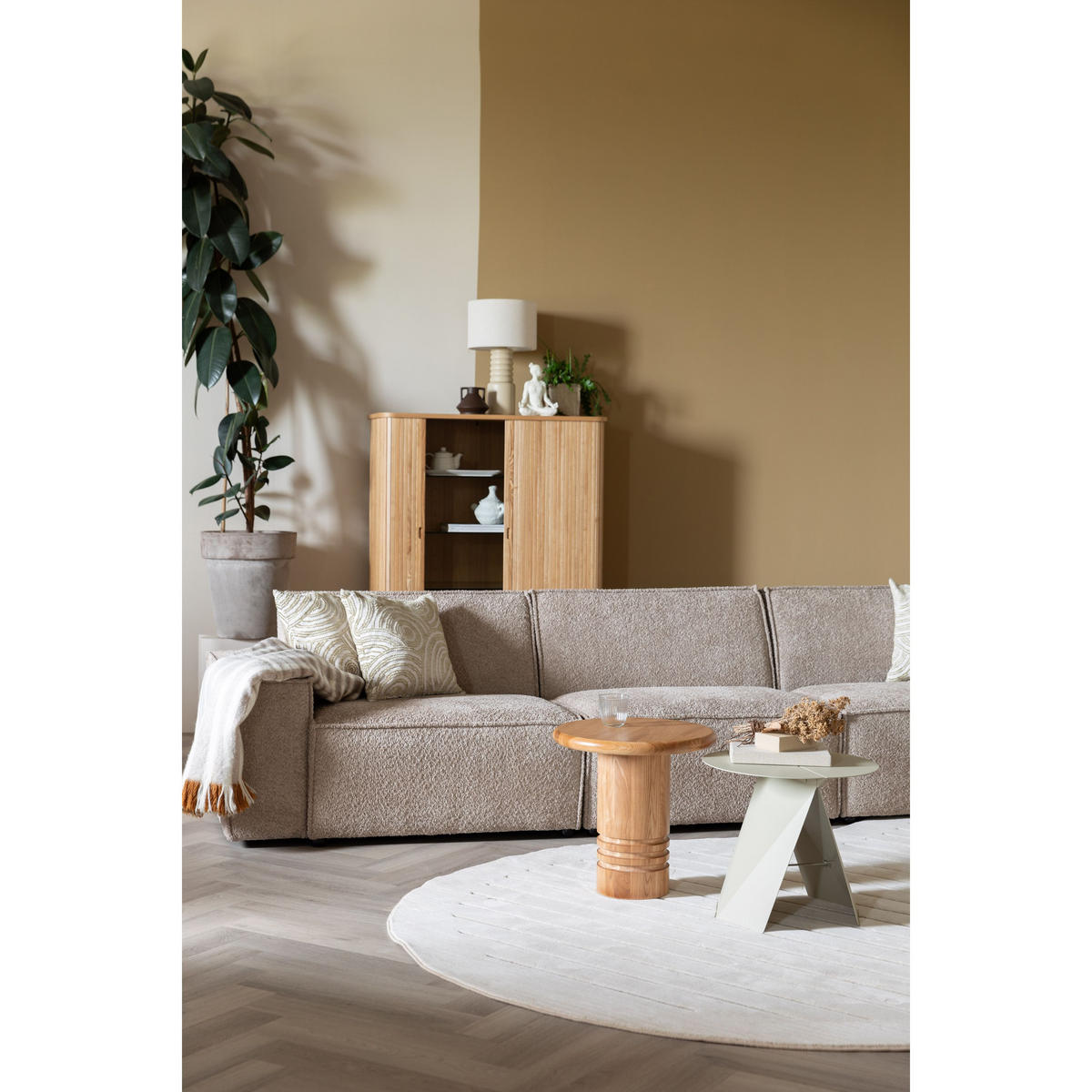 BEISTELLTISCH Foldy Beige - Beige, Metall (45/45.8/40.5cm) - Zuiver