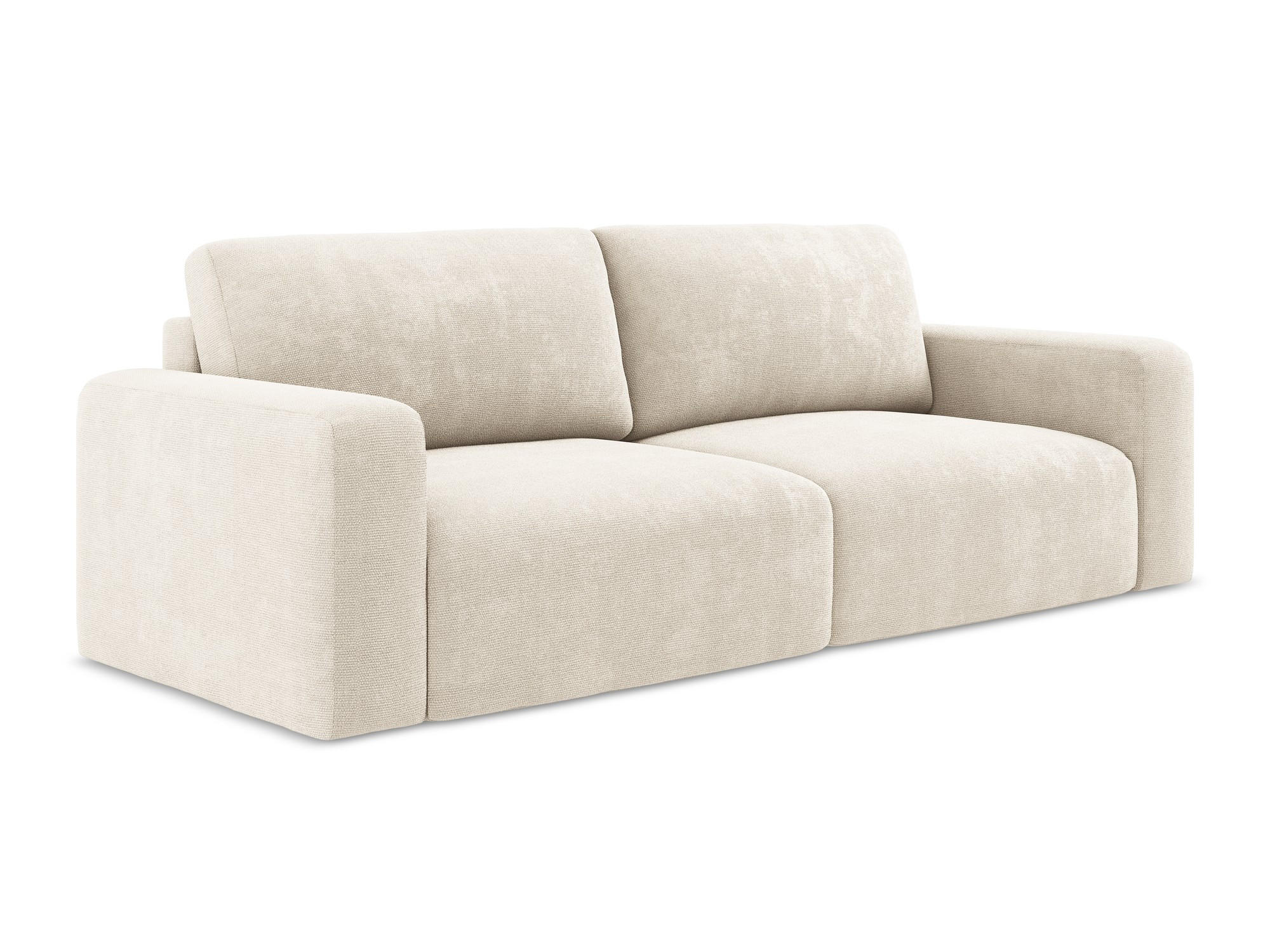 3-SITZER SOFA mit Schlaffunktion Chenille Stoff Beige - Beige/Creme, Kunststoff/Textil (244/79/102cm) - Makamii