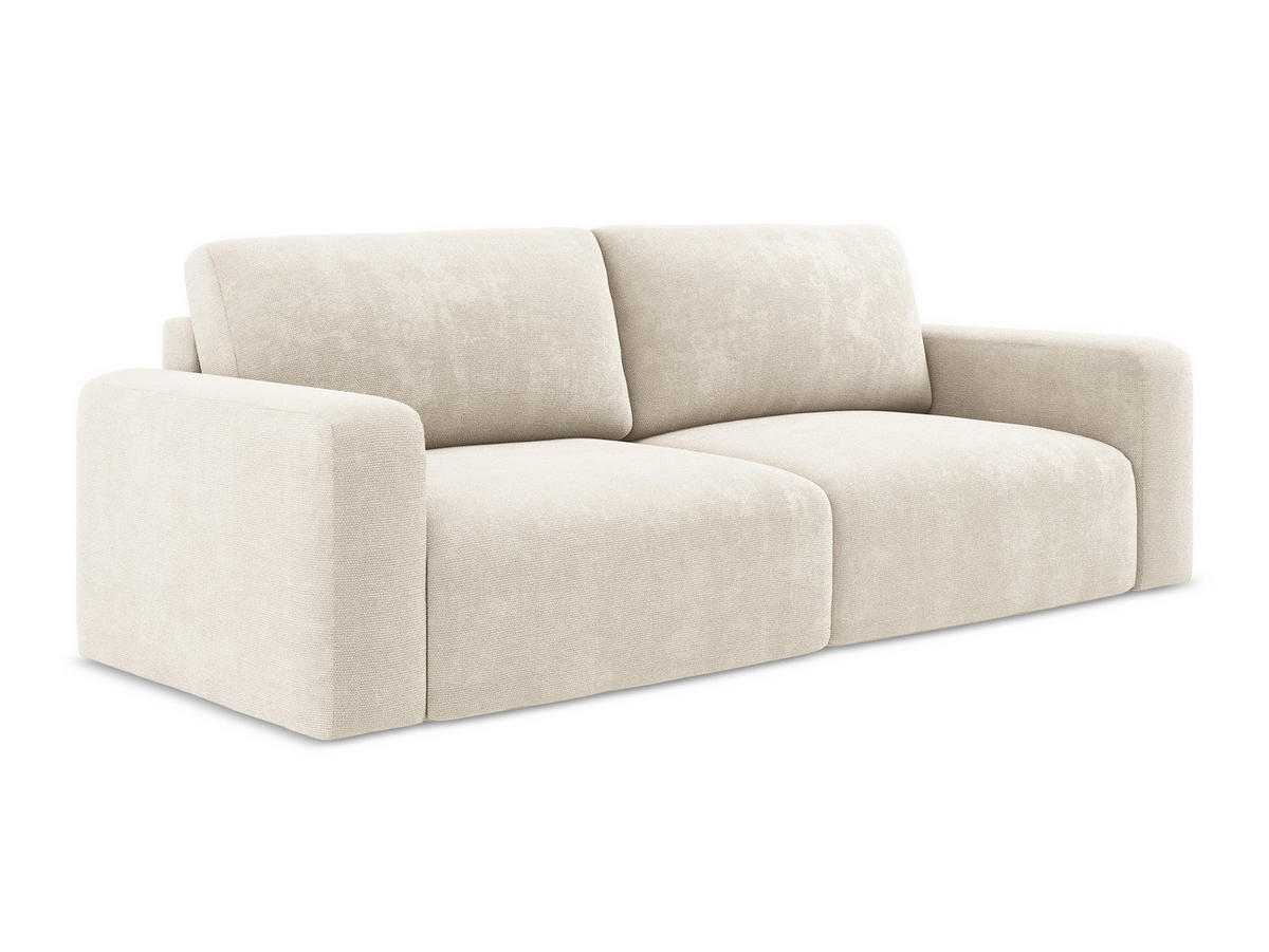 3-SITZER SOFA mit Schlaffunktion Chenille Stoff Beige - Beige/Creme, Kunststoff/Textil (244/79/102cm) - Makamii