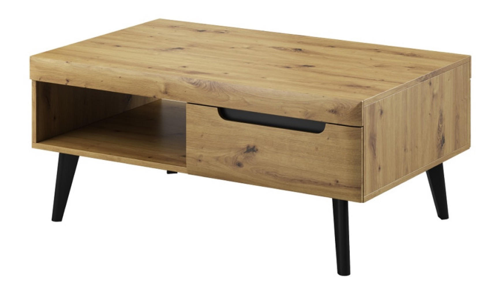 TISCH Schwarz Nordan Artisan Eiche Mit Massivholzbeinen - Multicolor, Holzwerkstoff (67/67/46cm) - Sepro Meble